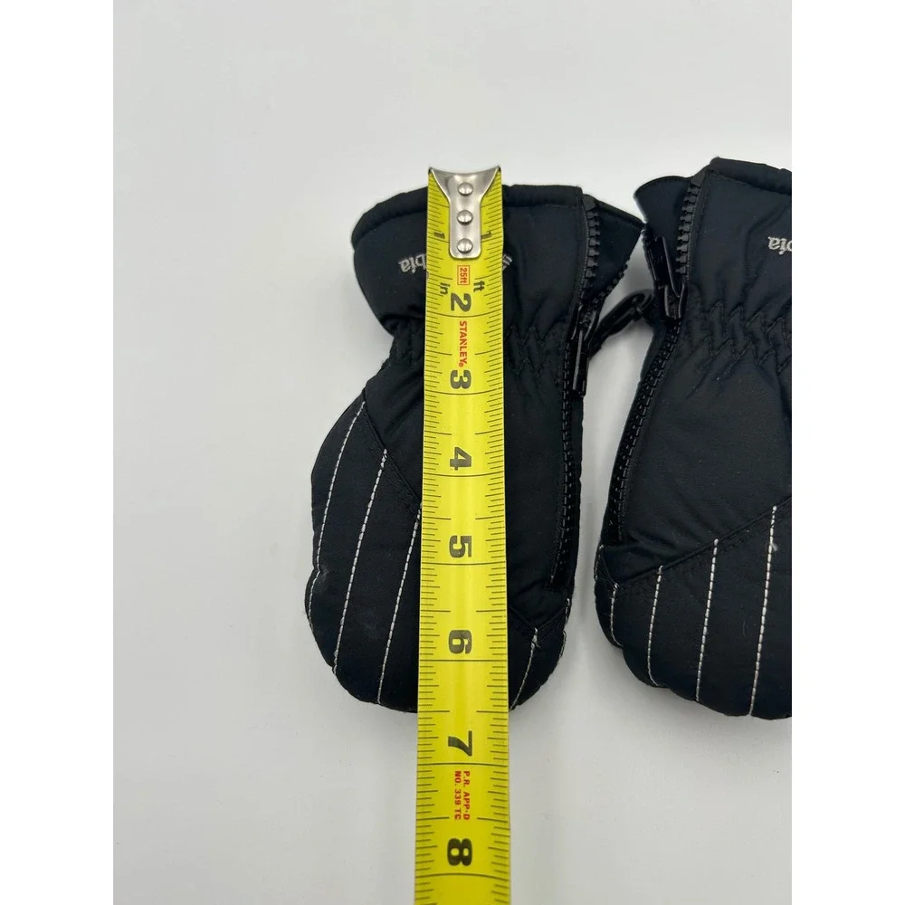 Columbia Youth O/S Black Insulated Winter Mittens Side Zip Fleece Lined